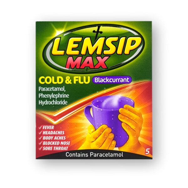 Lemsip Max Cold & Flu Blackcurrant Sachets 5's