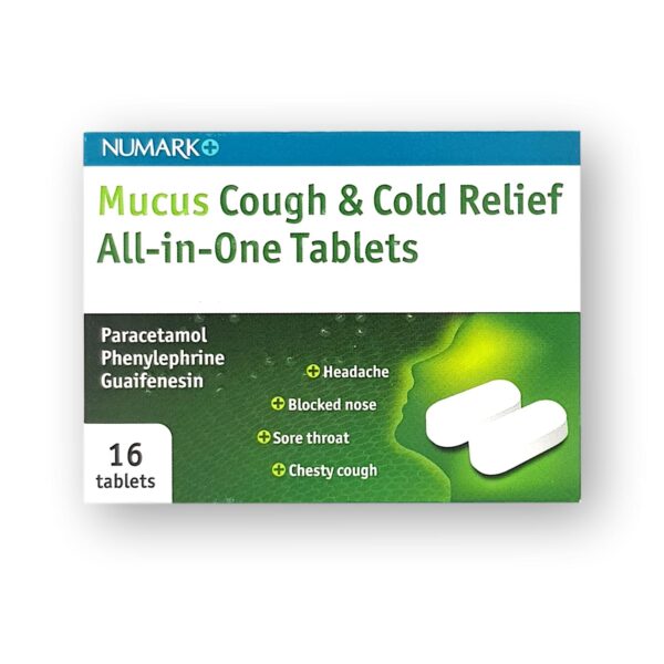 Numark Mucus Cough & Cold Relief All-In-One Tablets 16's