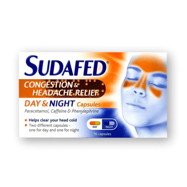 Sudafed Congestion & Headache Relief Day & Night Capsules 16's