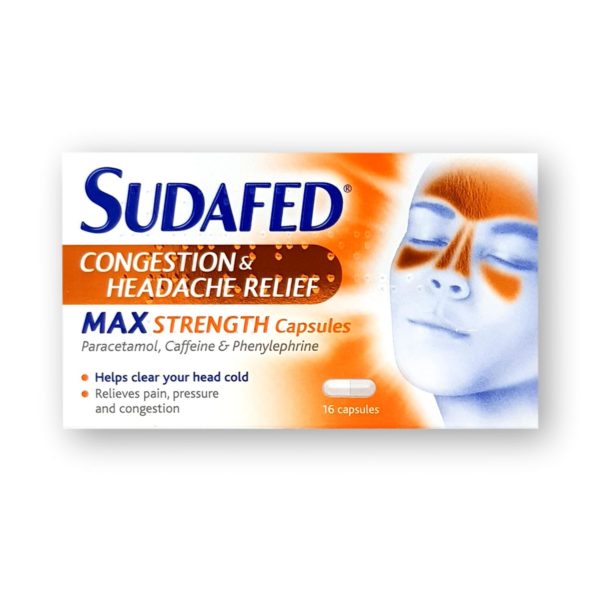 Sudafed Congestion & Headache Relief Max Strength Capsules 16's