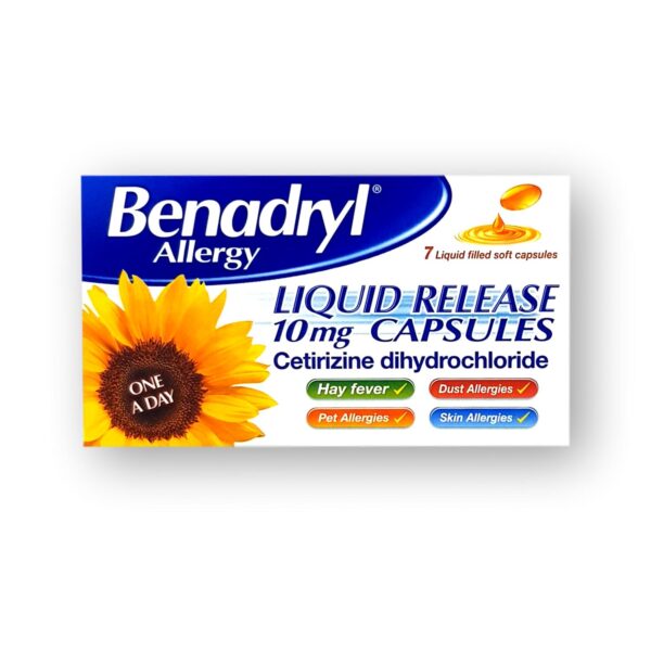 Benadryl Allergy Liquid Release 10mg Soft Capsules 7's