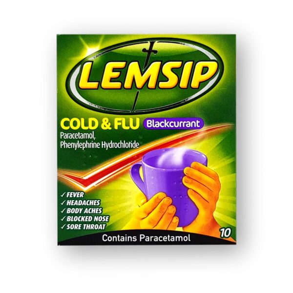 Lemsip Cold & Flu Blackcurrant Sachets 10’s