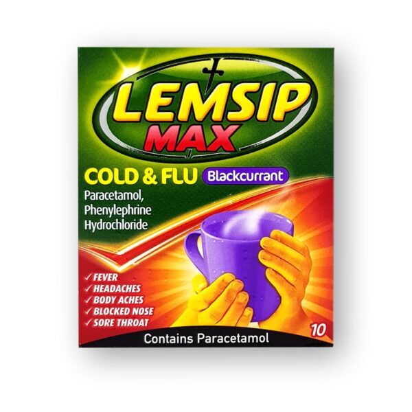 Lemsip Max Cold & Flu Blackcurrant Sachets 10’s