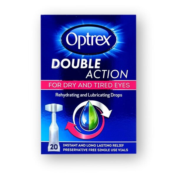 Optrex Double Action For Dry And Tired Eyes Drops 0.5ml Single Use Vials 20's