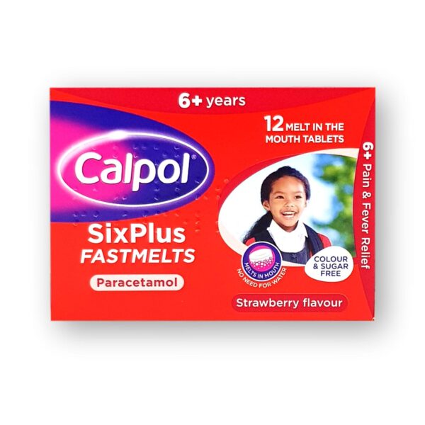 Calpol SixPlus Fastmelts Colour & Sugar Free Strawberry 12's