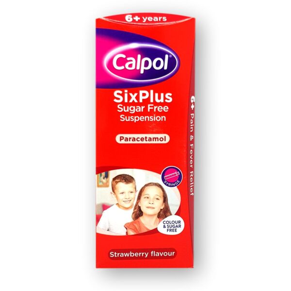 Calpol SixPlus Suspension Colour & Sugar Free Strawberry 200ml