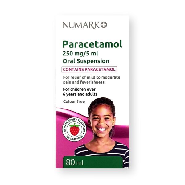 Numark 6+Paracetamol 250mg/5ml Oral Suspension Sugar Free 80ml