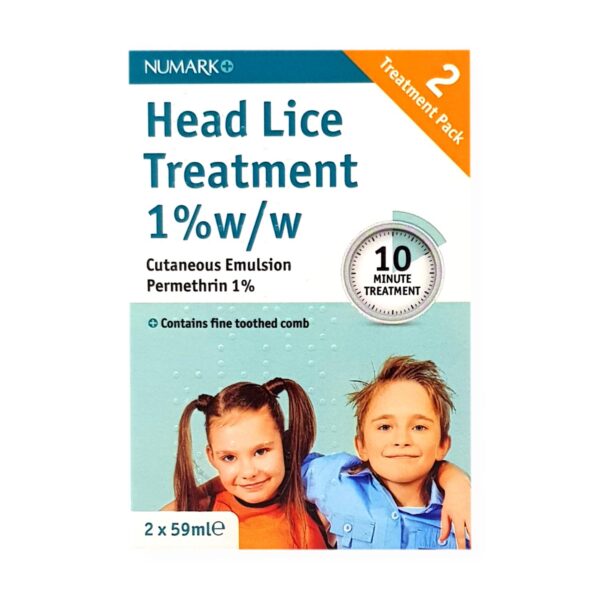 Numark Head Lice Treatment & Toothed Comb 2x59ml