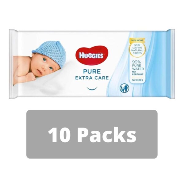Huggies Extra Care Pure Baby Wipes 56's (10 Packs)