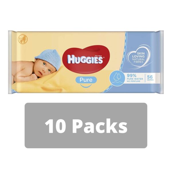 Huggies Pure Baby Wipes 56's 10 Packs