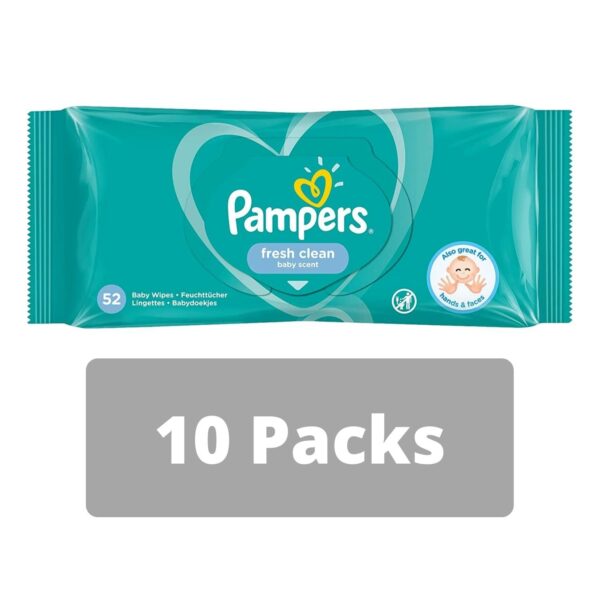 Pampers Fresh Clean Baby Wipes 52's (10 Packs)